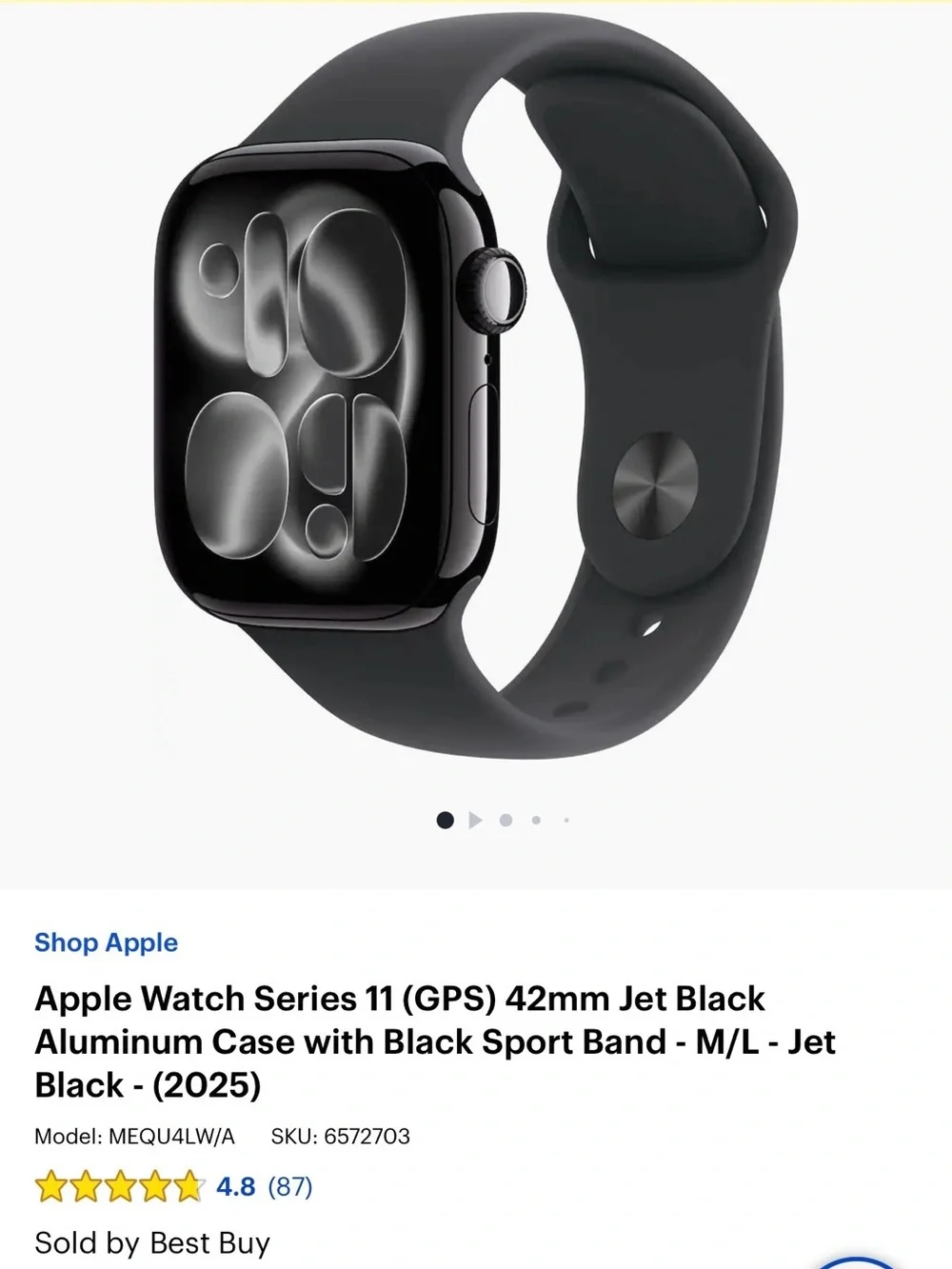 Apple Watch Series 11 - Jet Black Aluminum with Black Sport Band